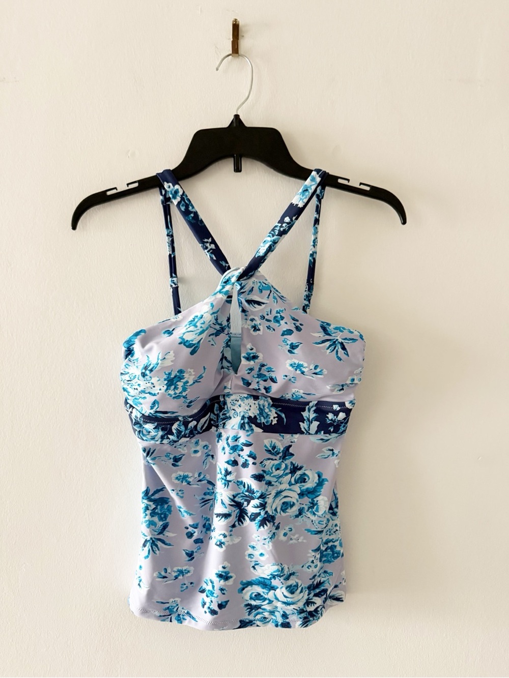 NEW Nanette Lepore Blue/Purple Floral Halter Keyhole Tankini Swim Top Size 6